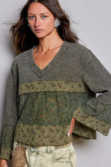 3/4 Sleeve V-neck Top