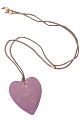 Wooden MATTE Heart Pendant On Suede