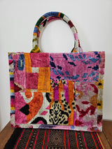 Velvet Patchwork Tote Bag