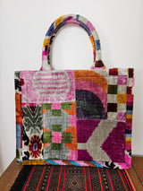 Velvet Patchwork Tote Bag