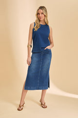 Pull-On Skirt with Slits