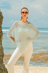 Short Popcorn Knit Poncho