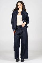 Wide Leg Front Tie Denim Pant