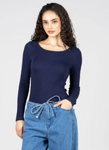 Ribbed Long Sleeve Round Neck