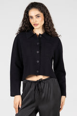 Knit Cropped Button Cardigan