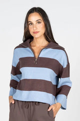 Olivia Rugby Style Zip Sweater