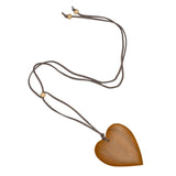 Wooden MATTE Heart Pendant On Suede