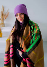 Bright Plaid Reversible Woven Ruana