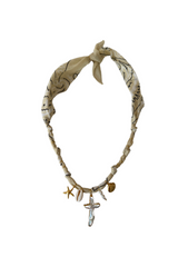 Golden Fluo Nude Pearl Cross Necklace