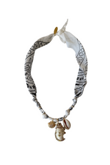 Golden Fluo White Rhinestone Shell Necklace