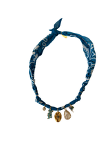 Hydra Island Blue Gold Medallion Necklace