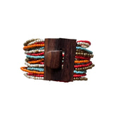Mixed Bead Bracelet with Wooden Clasp