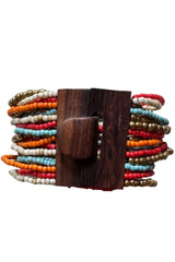 Mixed Bead Bracelet with Wooden Clasp