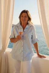 Breezy Pinstripe Button-Up