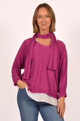 Diamond Patterned Sweater w/ Scarf