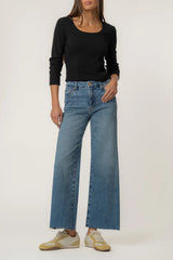 Meg High Rise Fab Ab Wide Leg Raw Hem
