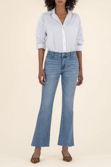 Kelsey Mid Rise Ankle Flare Raw Hem