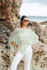 Short Popcorn Knit Poncho