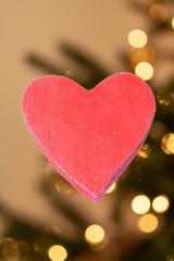 Wooden Heart Coaster RED