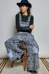 Plaid Wide Leg Overall