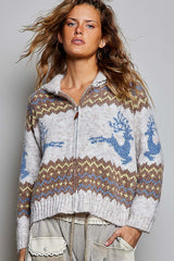 Reindeer Zip-up Cardigan