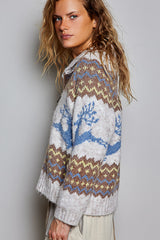 Reindeer Zip-up Cardigan