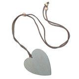 Wooden MATTE Heart Pendant On Suede