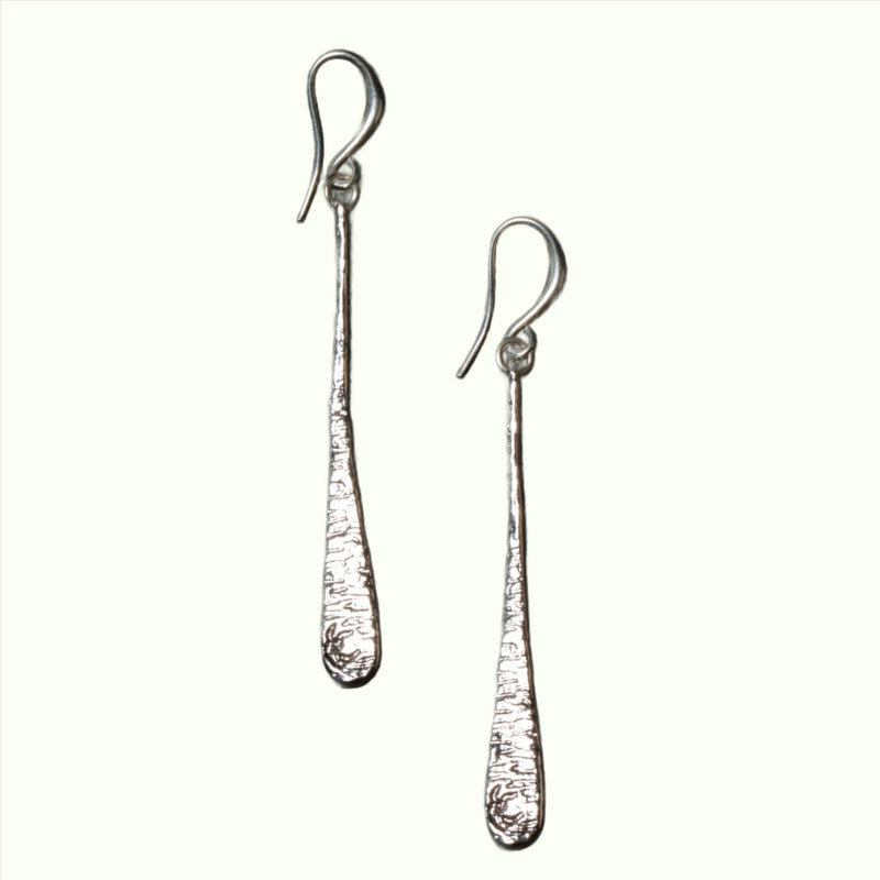 Beaten Long Tear Drop Earring