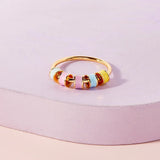 Pastel Enamel Bead Fidget Ring