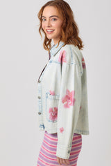 Floral Printed Denim Shacket