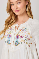 Embroidered Babydoll Dress