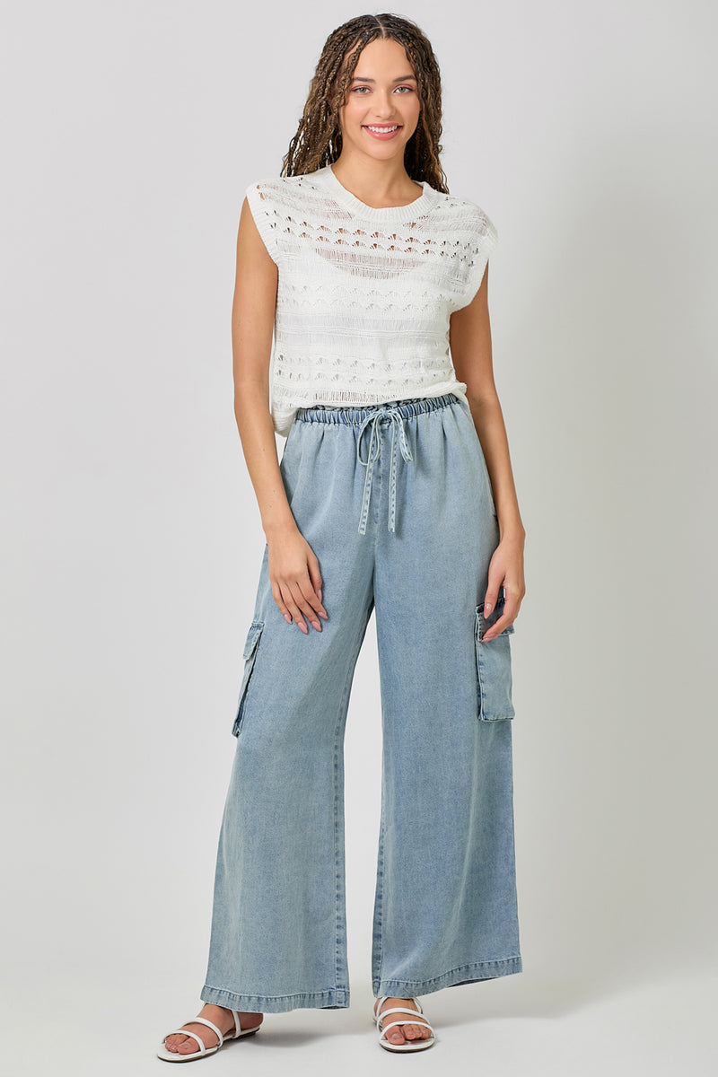 Tencel Wide Leg Cargo Pants