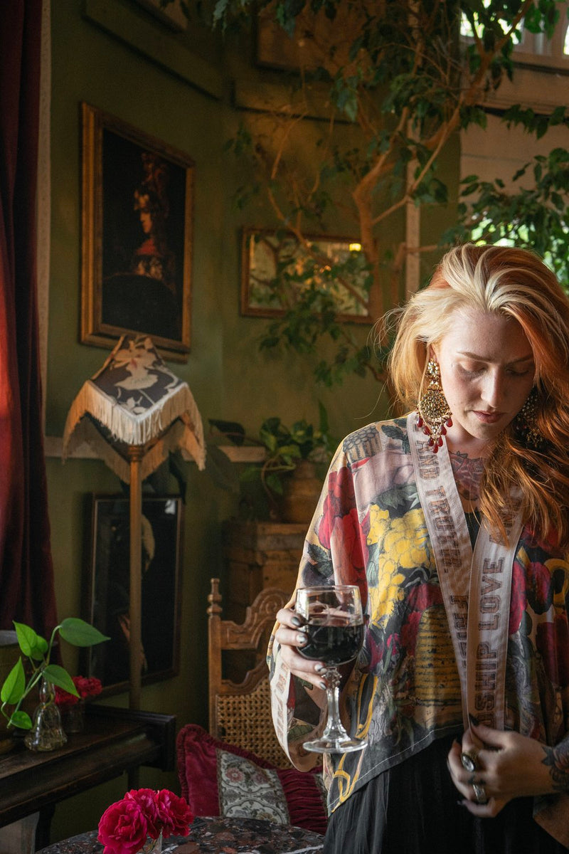 Friendship Love and Truth Cropped Kimono