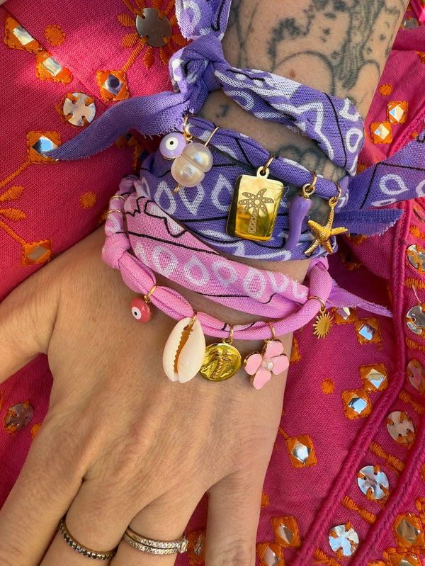 Santa Giulia Lilac Palm Tree Coin Necklace