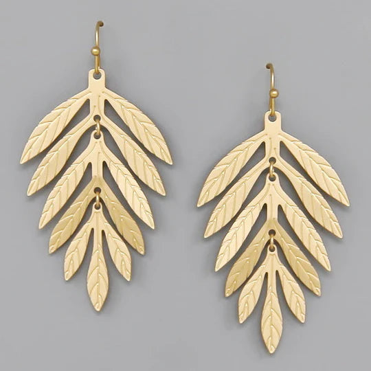 Leaf Filigree Drop Earrings