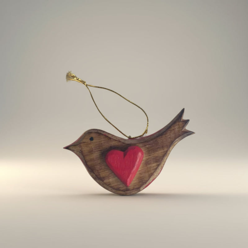 Hanging Bird Ornament RED
