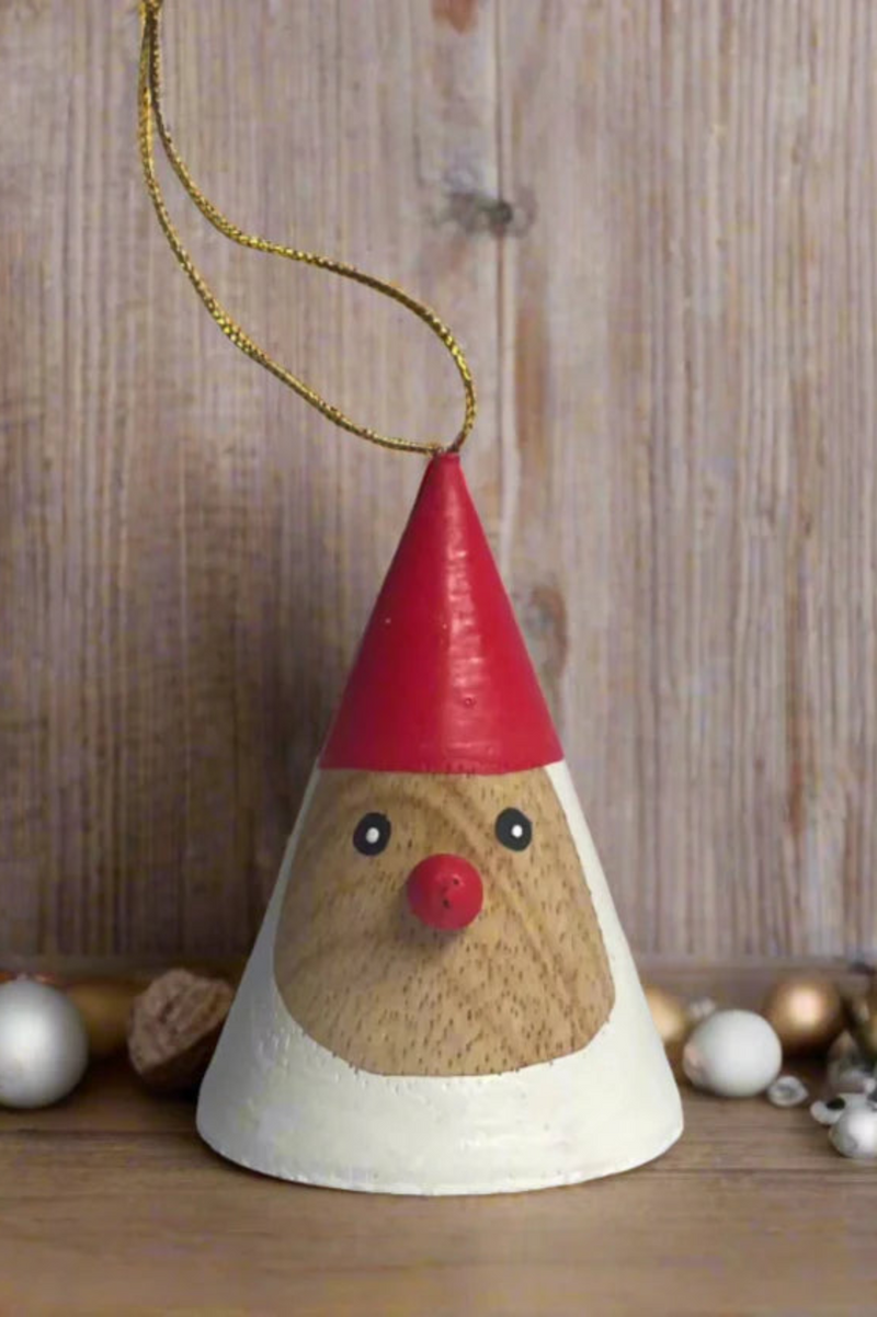 Hanging Cone Santa Ornament