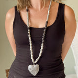 Chunky Wooden Heart Necklace BLACK