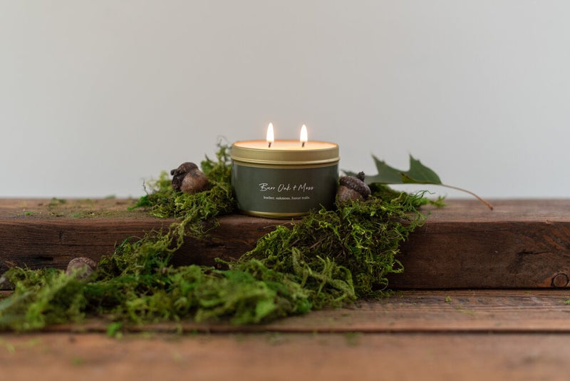 Burr Oak + Moss Tin Candle