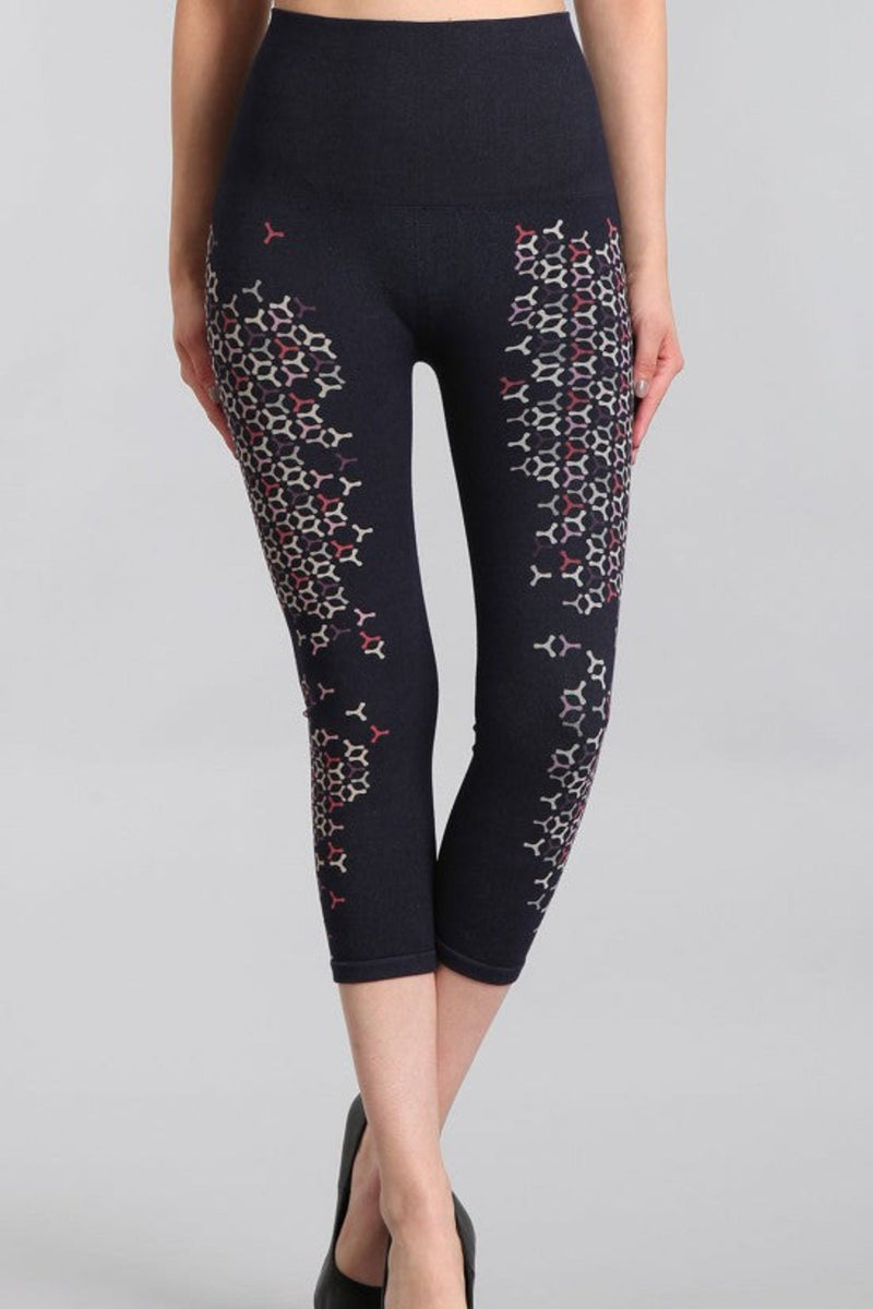 Geo Denim Crop Legging