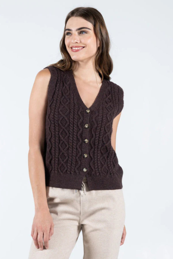 Button Down Cable Knit Vest
