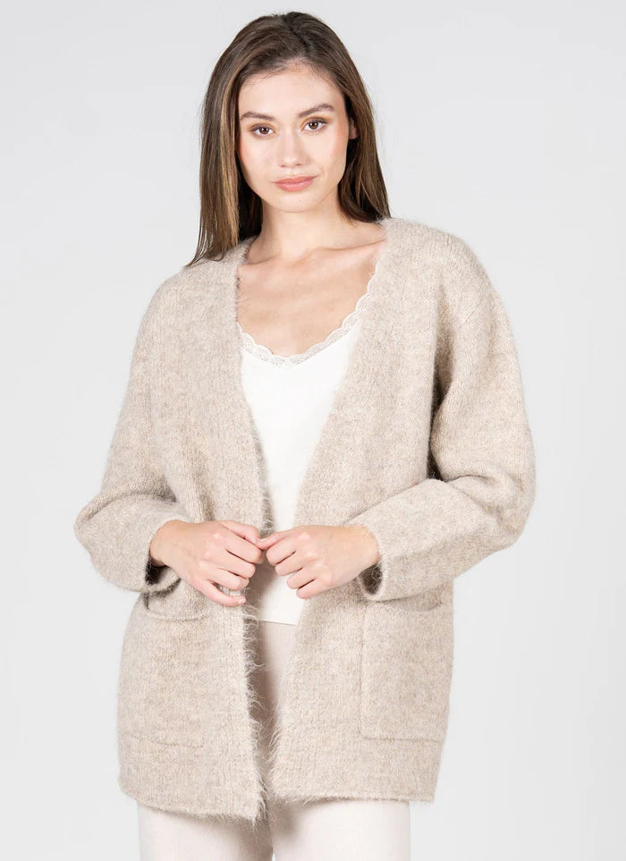 Textured Open Sweater Cardigan