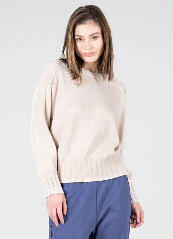Knit RIb Detail Crew Sweater