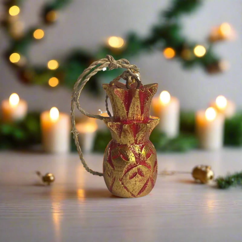 Hanging Pineapple Ornament - Red