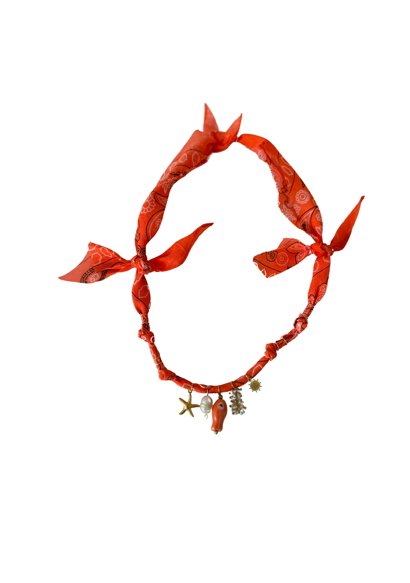 Golden Fluo Orange Pearl Fish Necklace