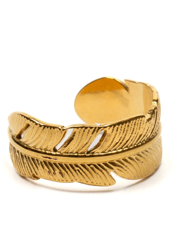 Wide Leaf Ring Gold Plated