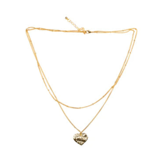 Gold Double Strand Heart Necklace