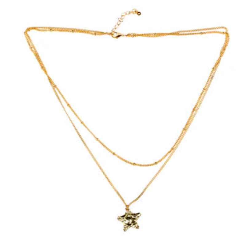 Gold Double Strand Star Necklace