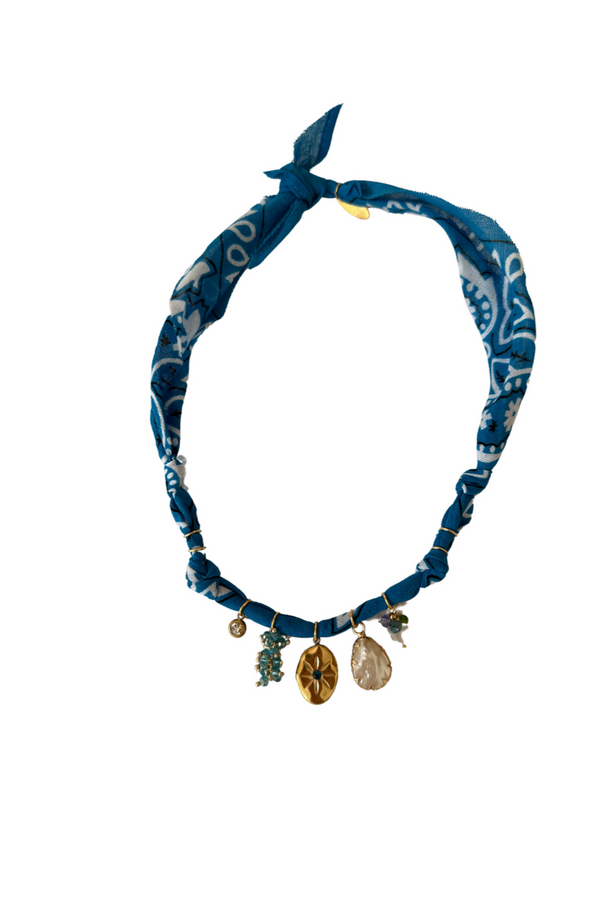 Hydra Island Blue Gold Medallion Necklace