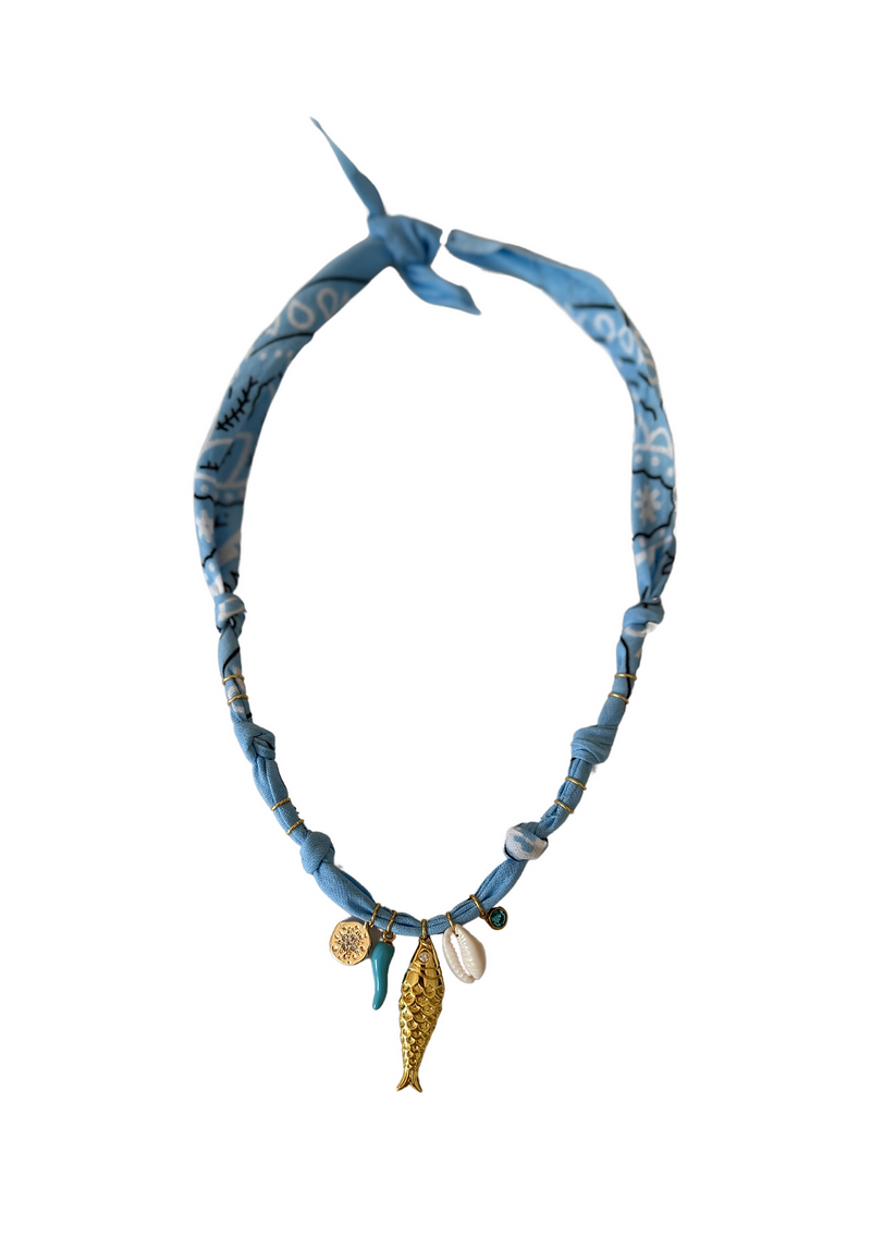 Hydra Island Sky Golden Fish Necklace